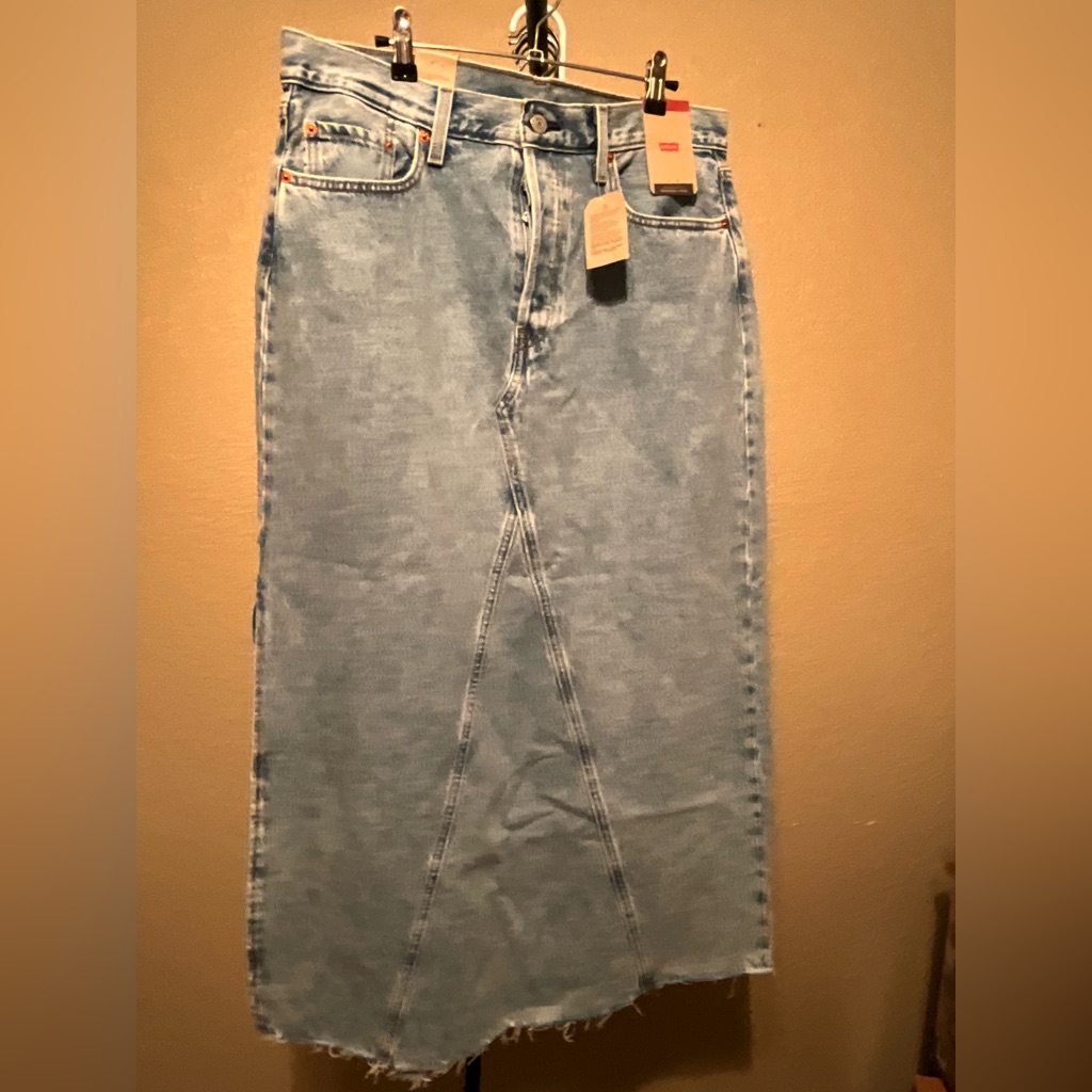 Levi's Light Blue Straight Leg Denim Maxi Skirt